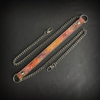 Daluse Gold Spotted Purple Orange Snake Leather Choker Double Titanium Steel Chain Adjuster Collar Necklace