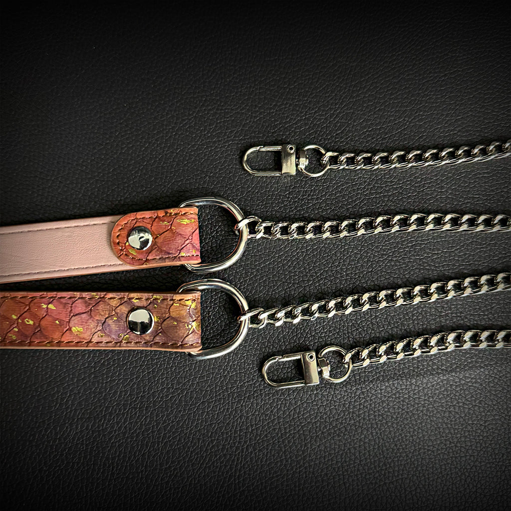 Daluse Gold Spotted Purple Orange Snake Leather Choker Double Titanium Steel Chain Adjuster Collar Necklace