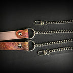 Daluse Gold Spotted Purple Orange Snake Leather Choker Double Titanium Steel Chain Adjuster Collar Necklace