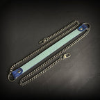Daluse Blue Snake Leather Collar Double Titanium Steel Chain Adjustment Choker Necklace