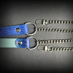 Daluse Blue Snake Leather Collar Double Titanium Steel Chain Adjustment Choker Necklace