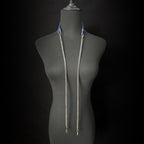 Daluse Blue Snake Leather Collar Double Titanium Steel Chain Adjustment Choker Necklace