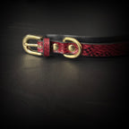 Daluse Gold Heart Ring Red Black Snake Pattern Double Leather Choker Collar Necklace