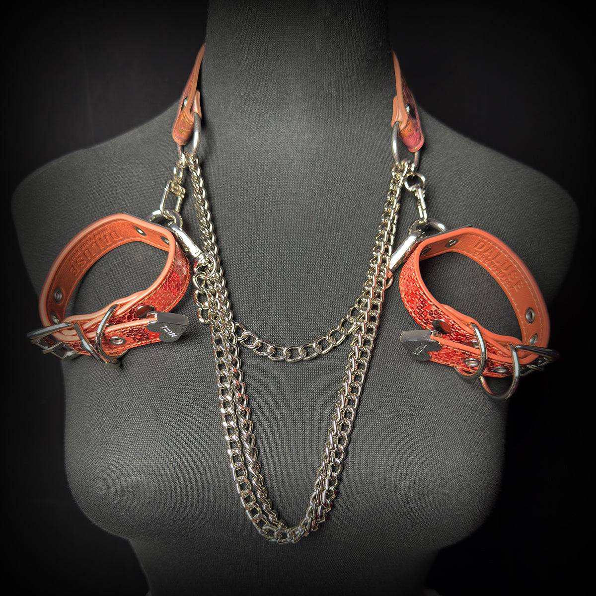 Daluse Gold Speckled Purple Orange Snake Leather Adjustable Chain Choker Collar Necklace And Snake Pattern Cuff Bracelets Combination