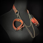 Daluse Gold Speckled Purple Orange Snake Leather Adjustable Chain Choker Collar Necklace And Snake Pattern Cuff Bracelets Combination