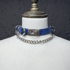 Daluse Snake Pattern Leather Silver Chain Adjustable Choker Necklace Collar