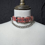 Daluse Snake Pattern Leather Silver Chain Adjustable Choker Necklace Collar