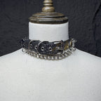 Daluse Snake Pattern Leather Silver Chain Adjustable Choker Necklace Collar