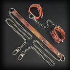 Daluse Gold Speckled Purple Orange Snake Leather Adjustable Chain Choker Collar Necklace And Snake Pattern Cuff Bracelets Combination