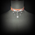 Daluse Gold Spotted Purple Orange Snake Leather Choker Angel Wings Crystal Pendant Adjustment Collar Necklace