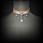 Daluse Gold Spotted Purple Orange Snake Leather Choker Angel Wings Crystal Pendant Adjustment Collar Necklace