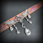 Daluse Gold Spotted Purple Orange Snake Leather Choker Angel Wings Crystal Pendant Adjustment Collar Necklace