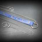 Daluse Blue Snakeskin Riveted Heart Shaped Choker Titanium Double Chain Adjustment Collar Necklace