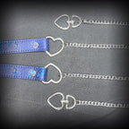 Daluse Blue Snakeskin Riveted Heart Shaped Choker Titanium Double Chain Adjustment Collar Necklace