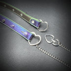 Daluse Colorful Color Changing Leather Rivet HeartShaped Clasp Choker Single Titanium Steel Chain Adjustment Collar Necklace