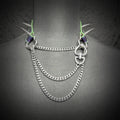Daluse Colorful Color Changing Leather Rivet HeartShaped Clasp Choker Single Titanium Steel Chain Adjustment Collar Necklace