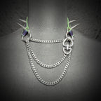 Daluse Colorful Color Changing Leather Rivet HeartShaped Clasp Choker Single Titanium Steel Chain Adjustment Collar Necklace