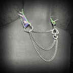 Daluse Colorful Color Changing Leather Rivet HeartShaped Clasp Choker Single Titanium Steel Chain Adjustment Collar Necklace