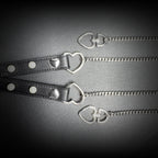Daluse Pearl Heart Shaped Leather Choker with Titanium Double Chain Adjustment Collar Necklace