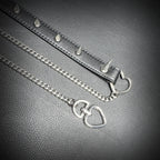 Daluse Riveted HeartShaped Buckle Leather Choker Single Titanium Chain Versatile Collar Necklace