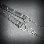 Daluse Riveted HeartShaped Buckle Leather Choker Single Titanium Chain Versatile Collar Necklace