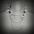 Daluse Riveted HeartShaped Buckle Leather Choker Single Titanium Chain Versatile Collar Necklace