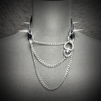 Daluse Riveted HeartShaped Buckle Leather Choker Single Titanium Chain Versatile Collar Necklace
