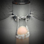 Daluse Riveted HeartShaped Buckle Leather Choker Single Titanium Chain Versatile Collar Necklace