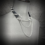 Daluse Riveted HeartShaped Buckle Leather Choker Single Titanium Chain Versatile Collar Necklace