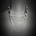 Daluse Pearl Heart Shaped Buckle Leather Choker Single Titanium Chain Versatile Fashion Collar Necklace