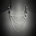 Daluse Pearl Heart Shaped Buckle Leather Choker Single Titanium Chain Versatile Fashion Collar Necklace