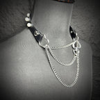 Daluse Pearl Heart Shaped Buckle Leather Choker Single Titanium Chain Versatile Fashion Collar Necklace