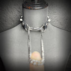 Daluse Pearl Heart Shaped Buckle Leather Choker Single Titanium Chain Versatile Fashion Collar Necklace