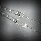 Daluse Pearl Heart Shaped Buckle Leather Choker Single Titanium Chain Versatile Fashion Collar Necklace