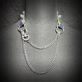 Daluse Colorful Color Changing Leather Pearl HeartShaped Clasp Choker Single Titanium Steel Chain Adjustment Collar Necklace