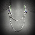 Daluse Colorful Color Changing Leather Pearl HeartShaped Clasp Choker Single Titanium Steel Chain Adjustment Collar Necklace