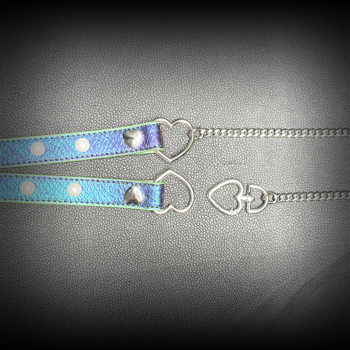 Daluse Colorful Color Changing Leather Pearl HeartShaped Clasp Choker Single Titanium Steel Chain Adjustment Collar Necklace