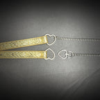 Daluse Crushed Gold Leather Rivet Heart Shaped Buckle Choker Single Titanium Steel Chain Adjustment Collar Necklace