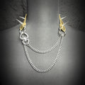 Daluse Crushed Gold Leather Rivet Heart Shaped Buckle Choker Single Titanium Steel Chain Adjustment Collar Necklace