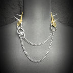 Daluse Crushed Gold Leather Rivet Heart Shaped Buckle Choker Single Titanium Steel Chain Adjustment Collar Necklace