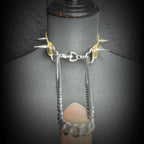 Daluse Crushed Gold Leather Rivet Heart Shaped Buckle Choker Single Titanium Steel Chain Adjustment Collar Necklace