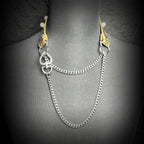 Daluse Crushed Gold Leather Pearl Heart Shaped Clasp Choker Single Titanium Steel Chain Adjustable Collar Necklace