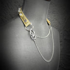 Daluse Crushed Gold Leather Pearl Heart Shaped Clasp Choker Single Titanium Steel Chain Adjustable Collar Necklace