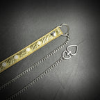 Daluse Crushed Gold Leather Pearl Heart Shaped Clasp Choker Single Titanium Steel Chain Adjustable Collar Necklace