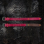 Daluse Red Leather Silver Ring Stitching Splicing 2-In-1 Choker Collar Necklace And Cuff Bracelets