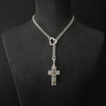 Daluse Vintage Silver Gold Cross Openable Clasp Pendant Silver Titanium Steel Chain Necklace