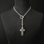 Daluse Vintage Silver Gold Cross Openable Clasp Pendant Silver Titanium Steel Chain Necklace