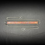 Daluse Gold Spotted Purple Orange Snake Leather Rivets Choker Double Titanium Steel Chain Adjuster Collar Necklace