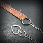 Daluse Gold Spotted Purple Orange Snake Leather Rivets Choker Double Titanium Steel Chain Adjuster Collar Necklace