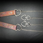 Daluse Gold Spotted Purple Orange Snake Leather Rivets Choker Double Titanium Steel Chain Adjuster Collar Necklace